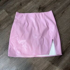 Pink faux leather mini skirt size M